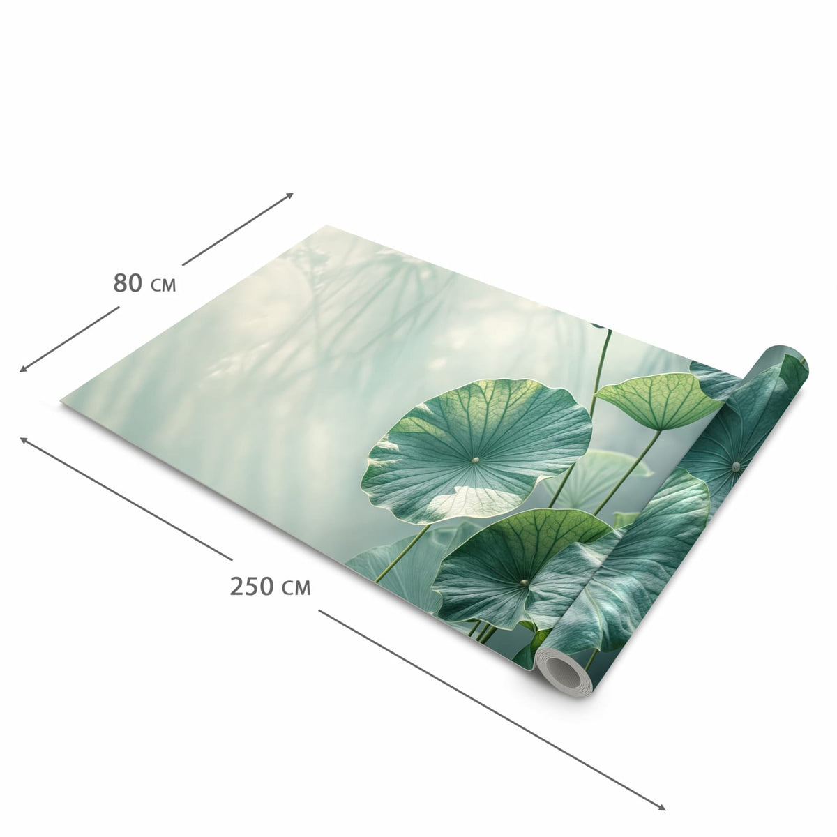 Rutschfester Küchenläufer mit Motiv Lotusblätter Grün in der Grösse 90x180 cm für Trittkomfort