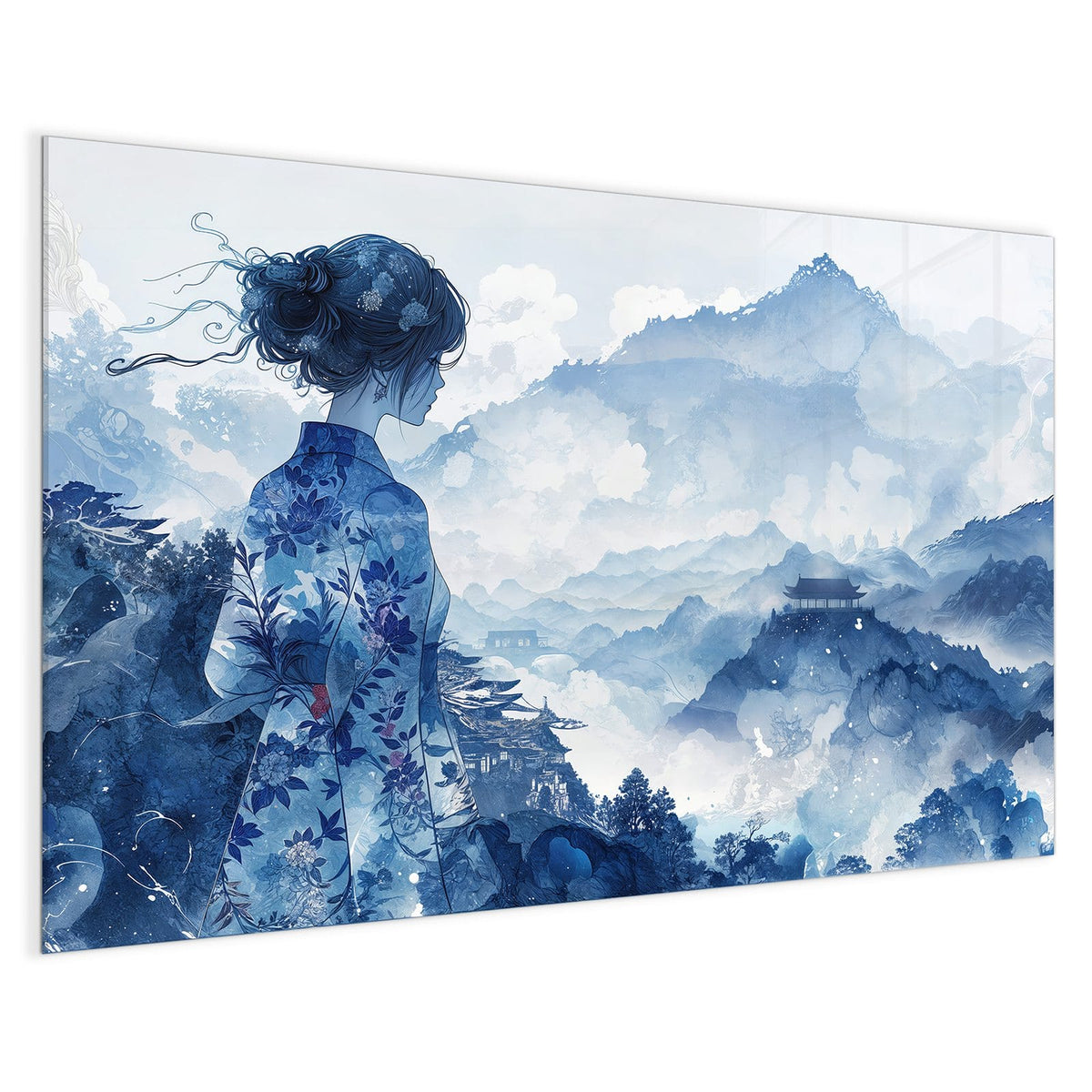 4 mm Glas statt lackiertem Blech – Magnettafel - Frau im Kimono