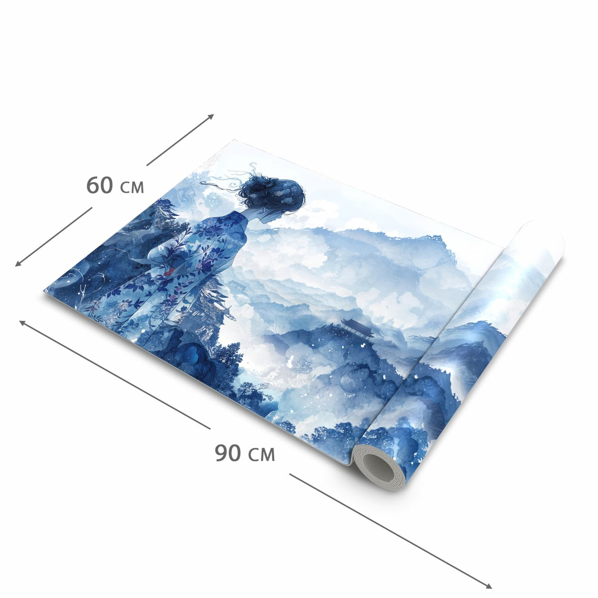 Strapazierfähiger Bodenläufer mit Motiv Asiatische Landschaft in der Grösse 80x300 cm