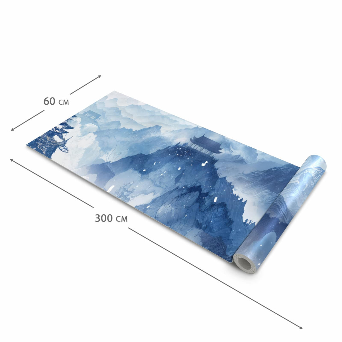 Hygienischer rutschfester Küchenteppich mit Motiv Asiatische Landschaft in der Grösse 80x300 cm
