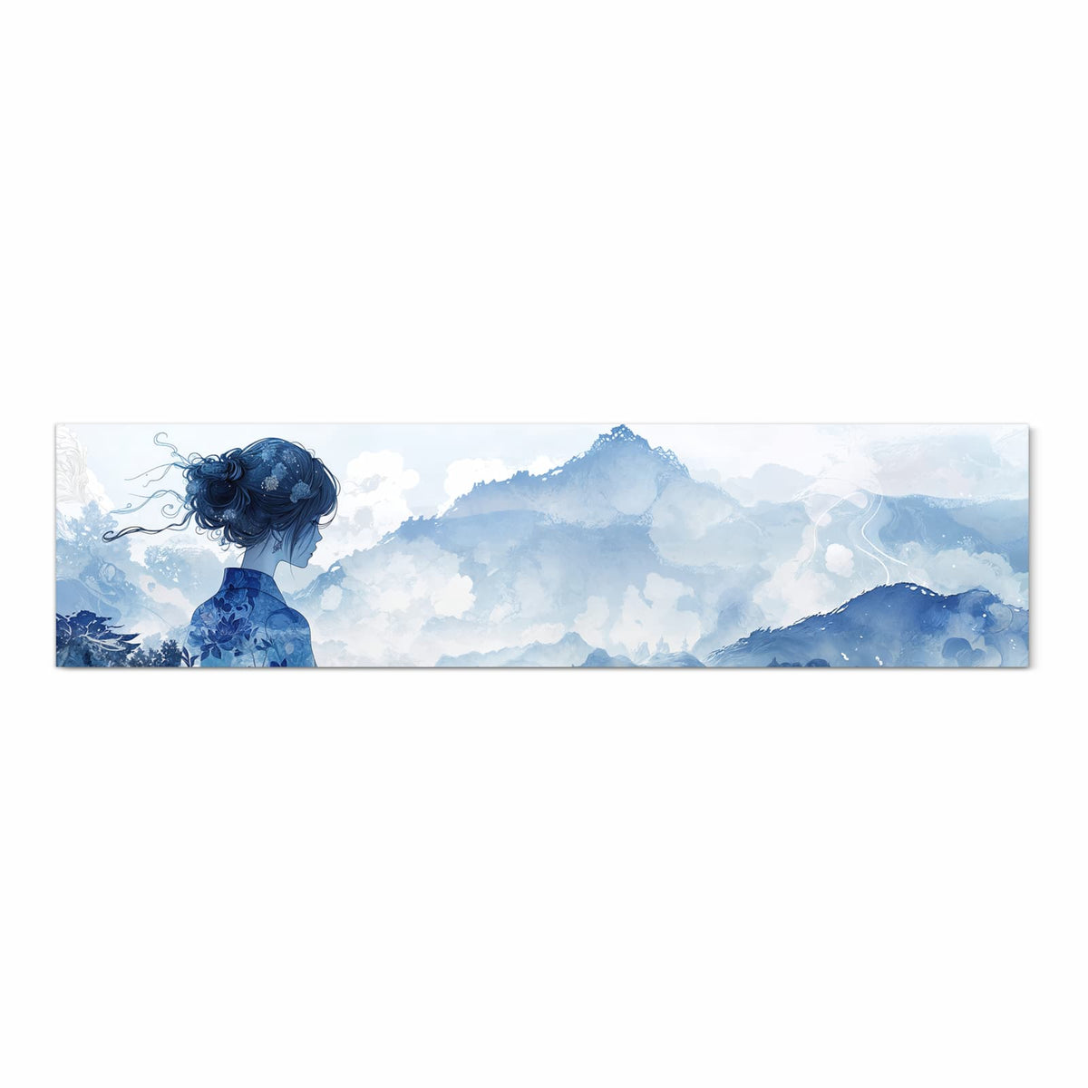 Bodenschonender Bodenläufer Teppich mit Motiv Asiatische Landschaft in Frontansicht