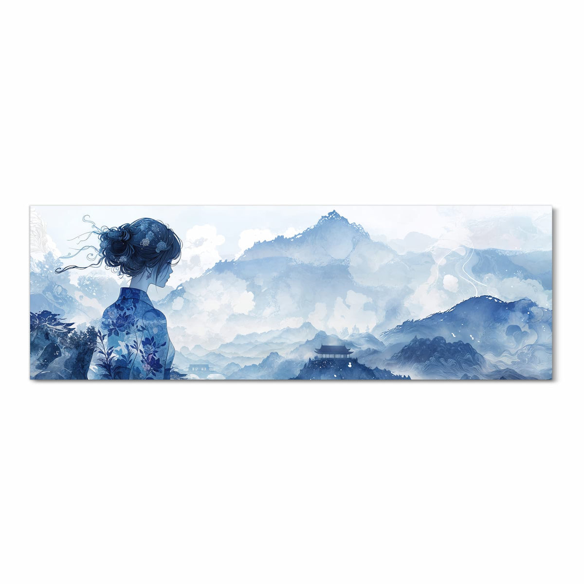 Bodenläufer mit Motiv Asiatische Landschaft in Frontansicht für Ordnung & Übersicht