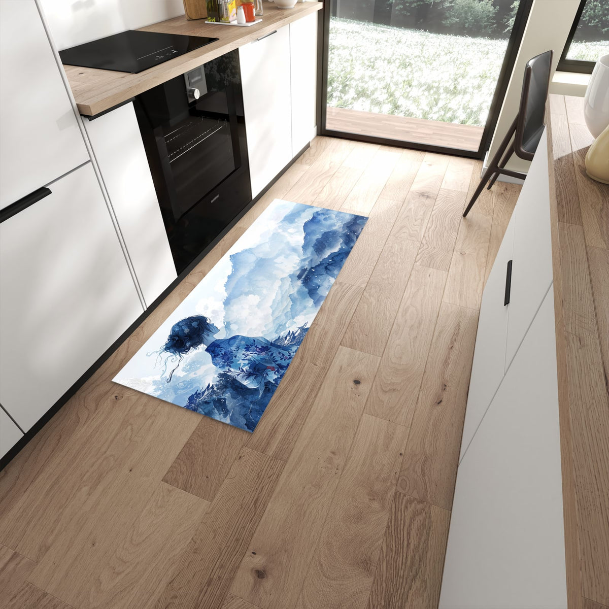 Rutschfester Küchenteppich mit Motiv Asiatische Landschaft für angenehmes Stehen in moderner Küche #grösse_60 x 150 cm