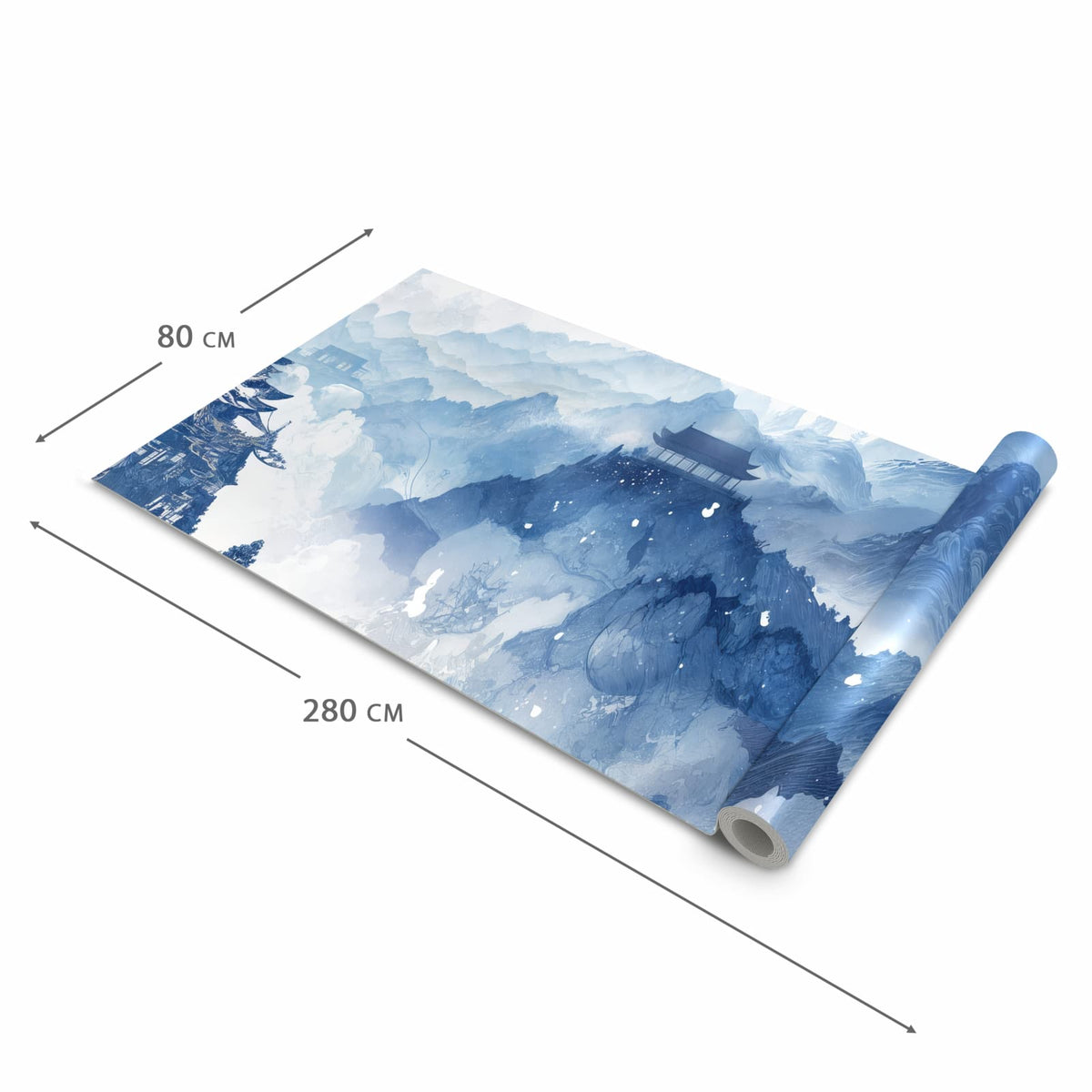Rutschfester waschbarer Küchenteppich mit Motiv Asiatische Landschaft in der Grösse 80x300 cm