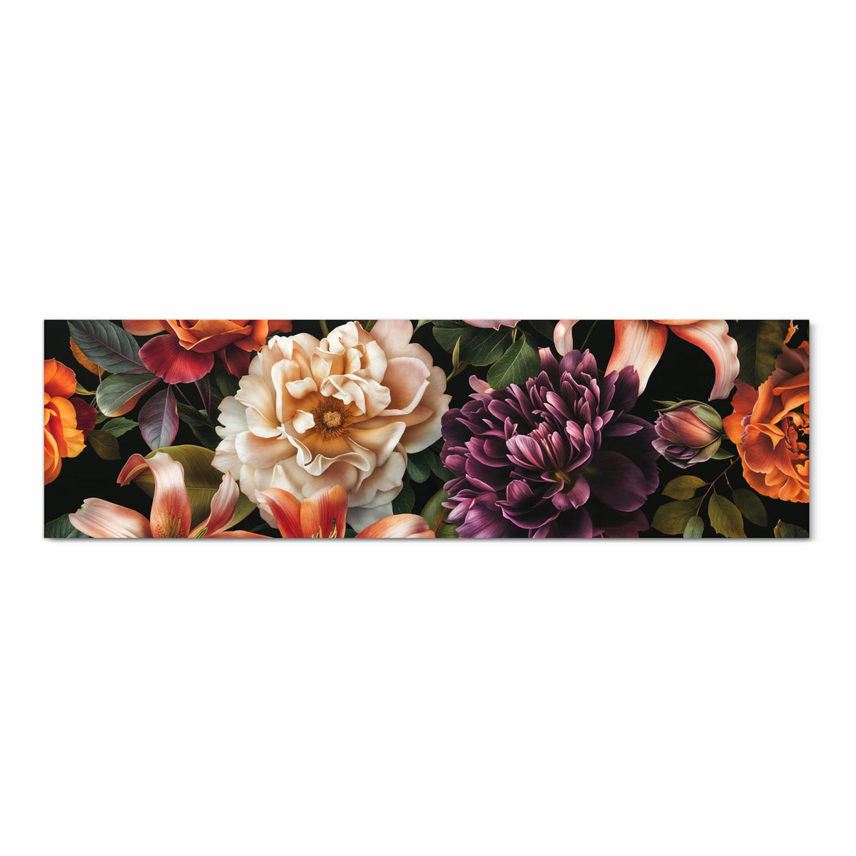 Waschbarer rutschfester Küchenteppich mit Motiv Blumenpracht in Frontansicht