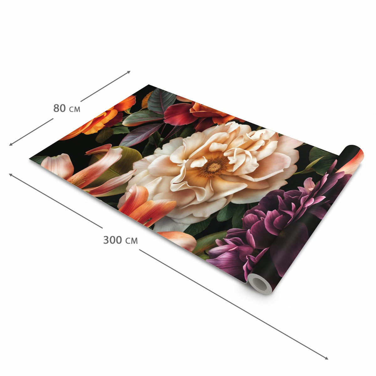 Geruchsneutraler langer Teppich Flur mit Motiv Blumenpracht in der Grösse 80x300 cm