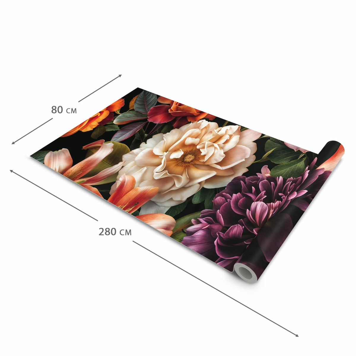 Schmutzabweisender waschbarer Küchenläufer mit Motiv Blumenpracht in der Größe 80x300 cm