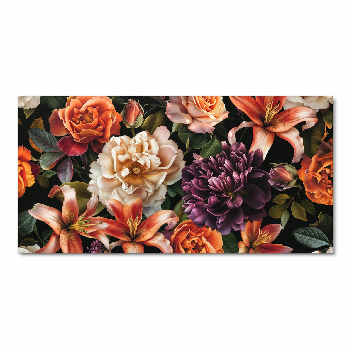 Flacher Küchenläufer mit Motiv Blumenpracht in Frontansicht für die Küche