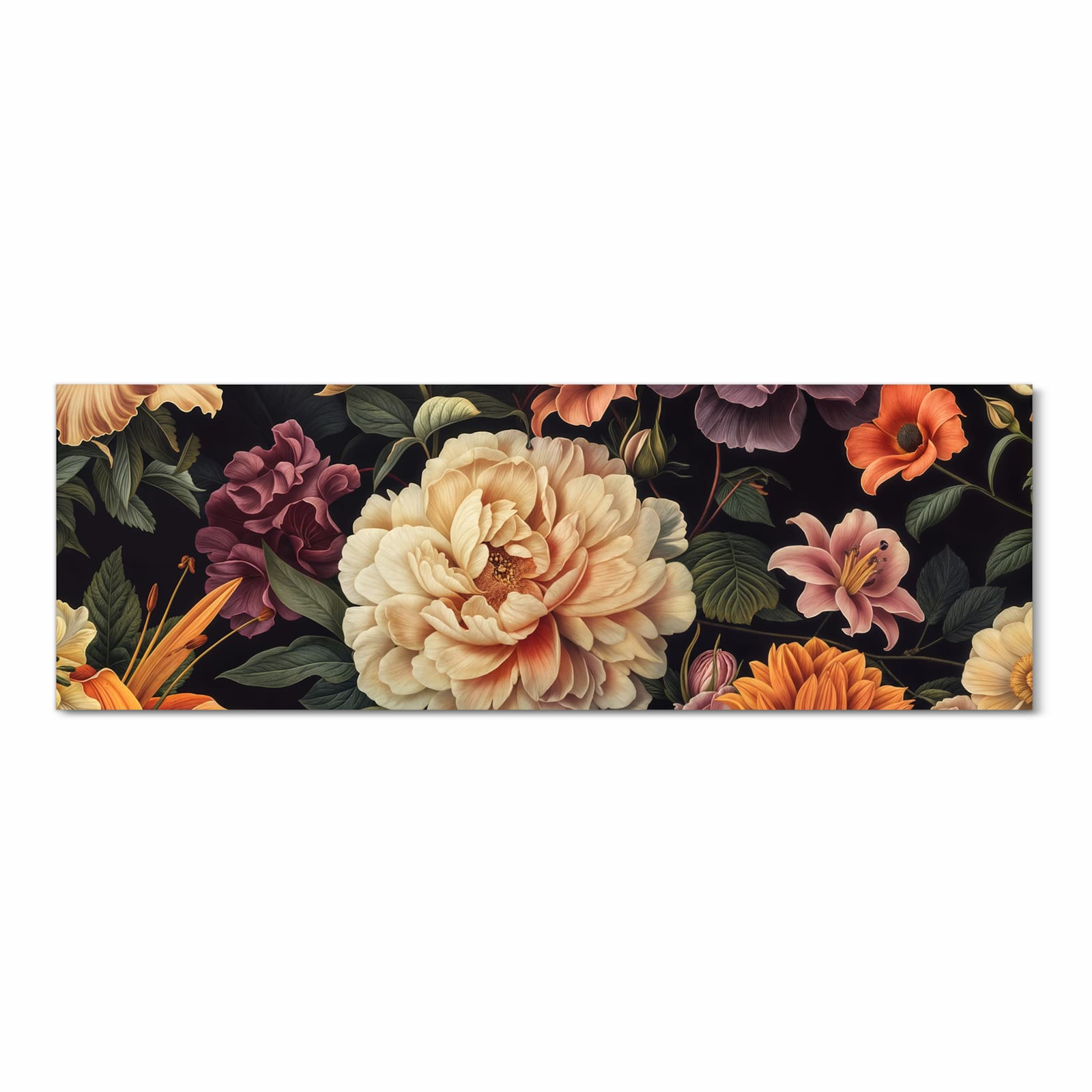 Bodenschonender Küchenteppich mit Motiv Blumenwiese Kunst in Frontansicht