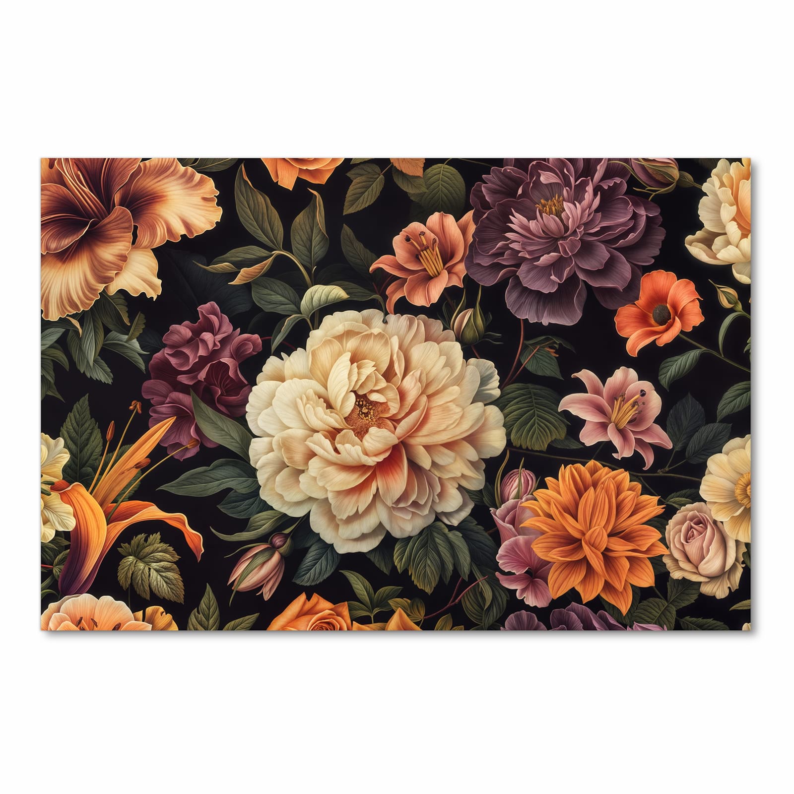 Zeitsparender Küchenteppich mit Motiv Blumenwiese Kunst in Frontansicht für die Küche