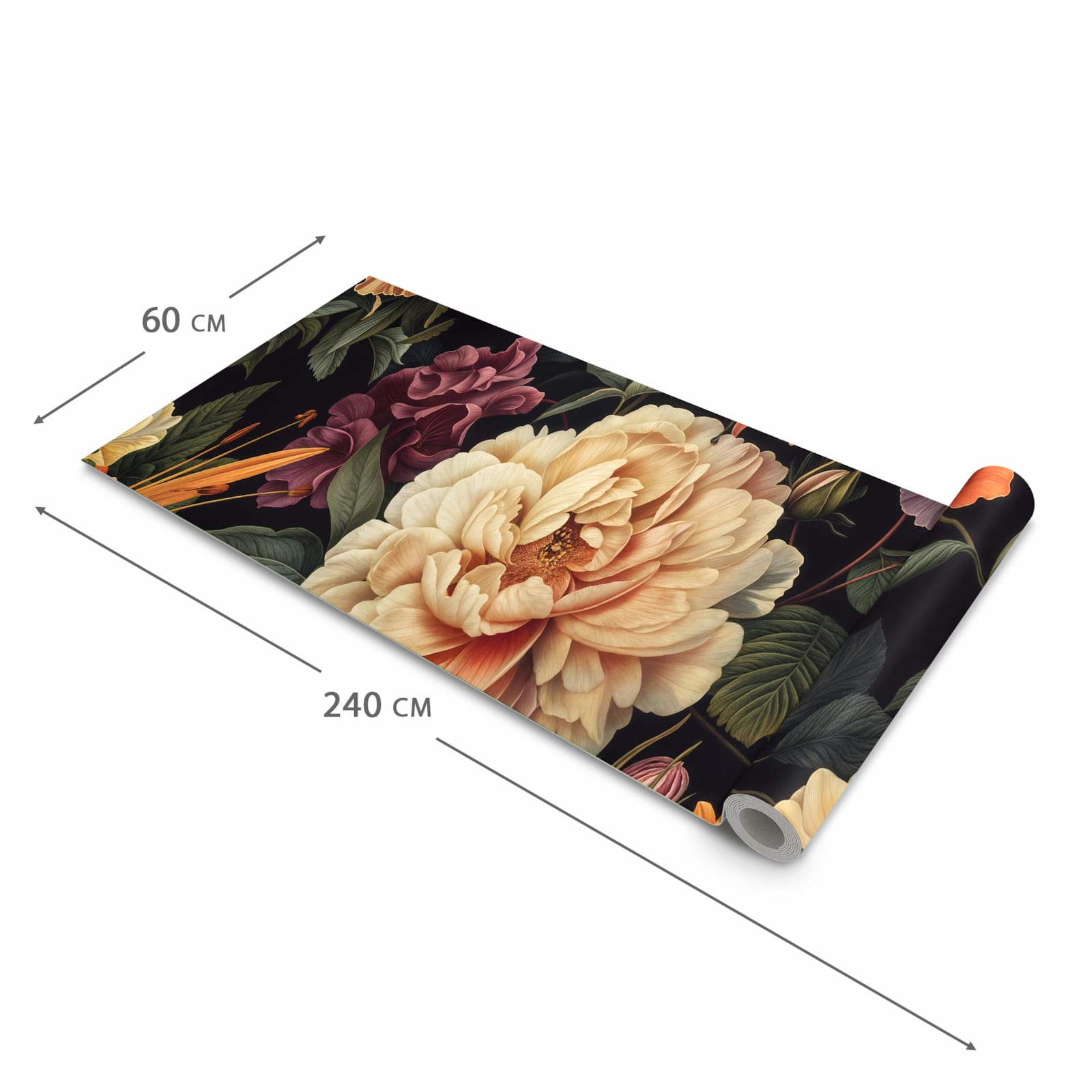 Pflegeleichter rutschfester Küchenläufer mit Motiv Blumenwiese Kunst in der Grösse 60x300 cm