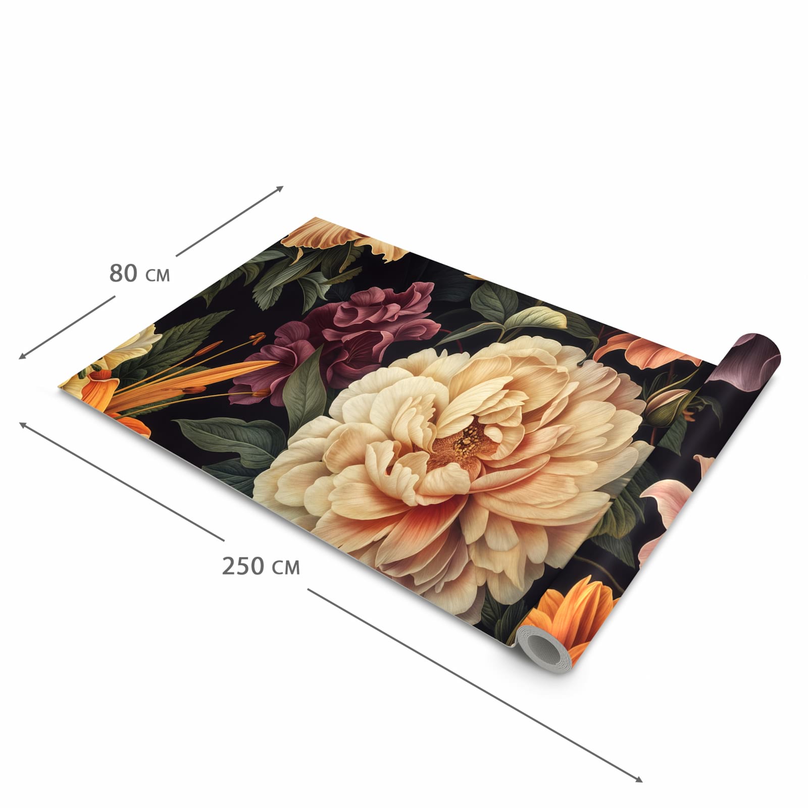 Hygienischer Küchenläufer nach Maß mit Motiv Blumenwiese Kunst in der Größe 60x300 cm