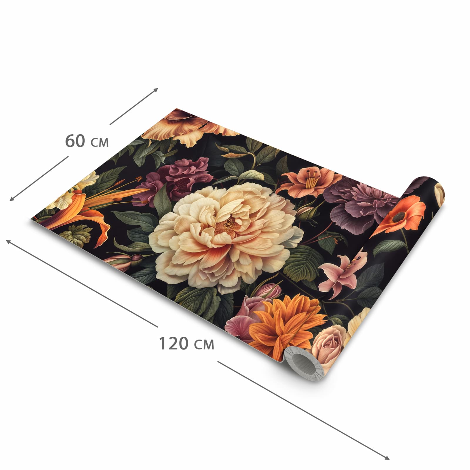 Geruchsneutraler Küchenläufer mit Motiv Blumenwiese Kunst in der Grösse 60x300 cm