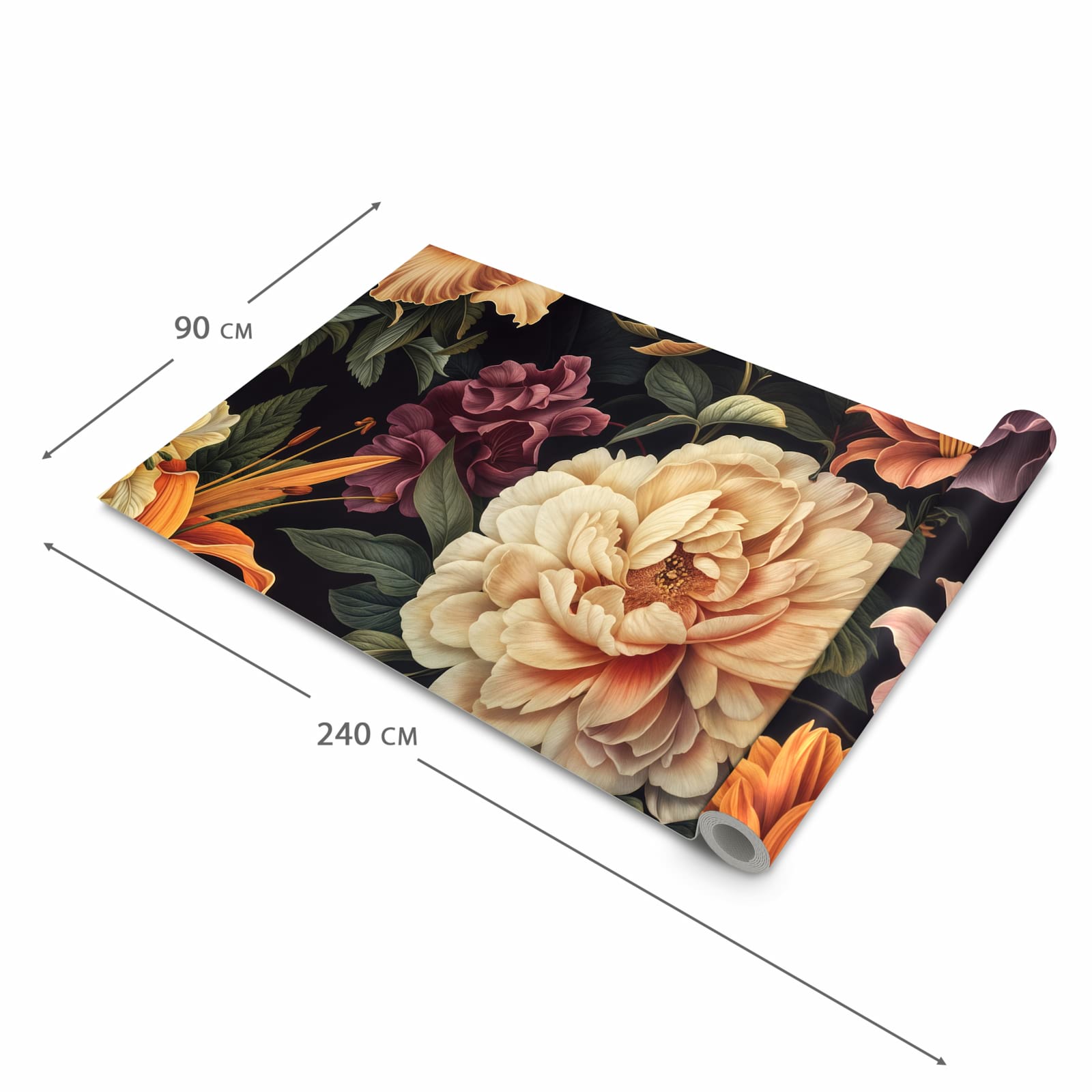 Rutschfester Küchenteppich mit Motiv Blumenwiese Kunst in der Grösse 60x90 cm