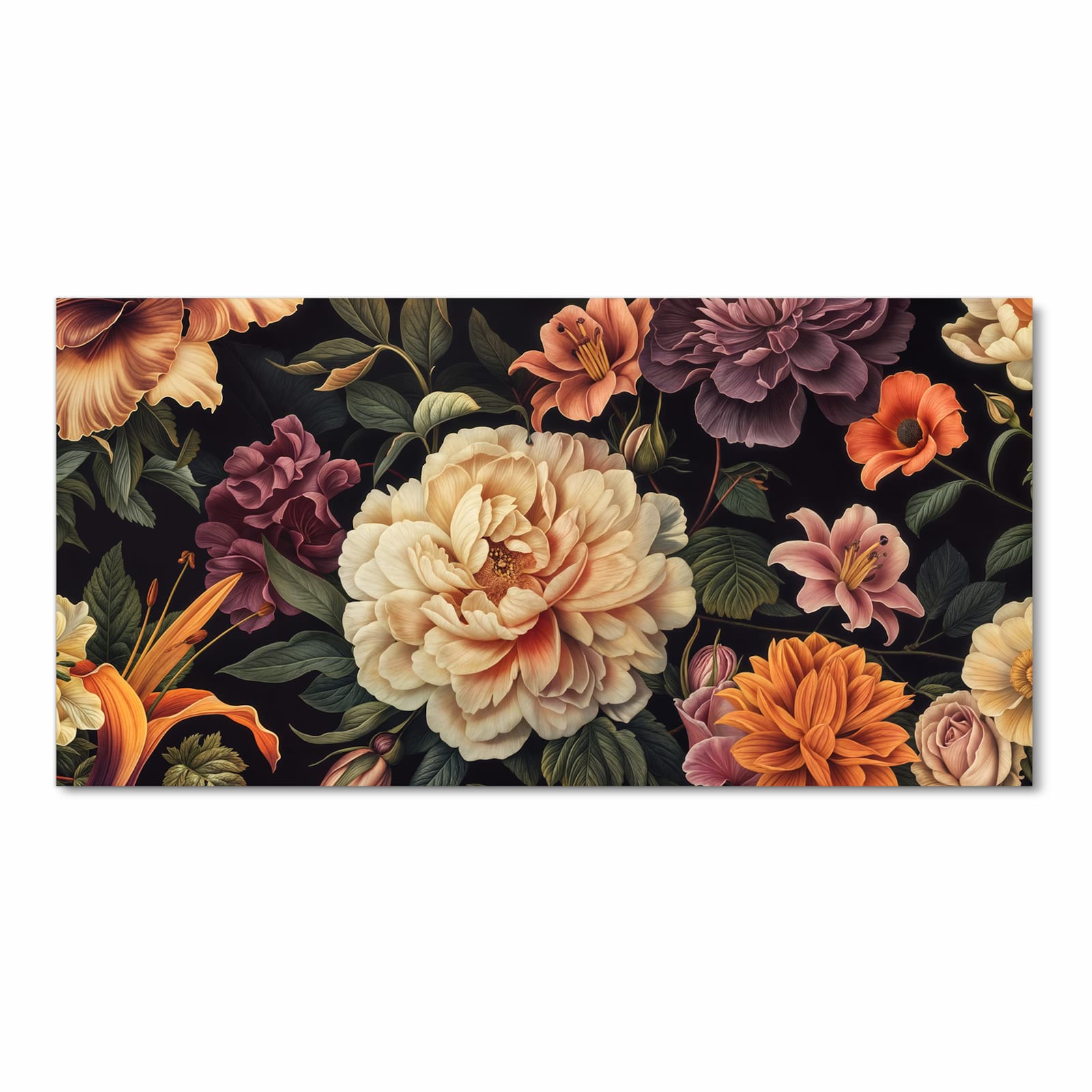 Bodenschonender Küchenteppich mit Motiv Blumenwiese Kunst in Frontansicht