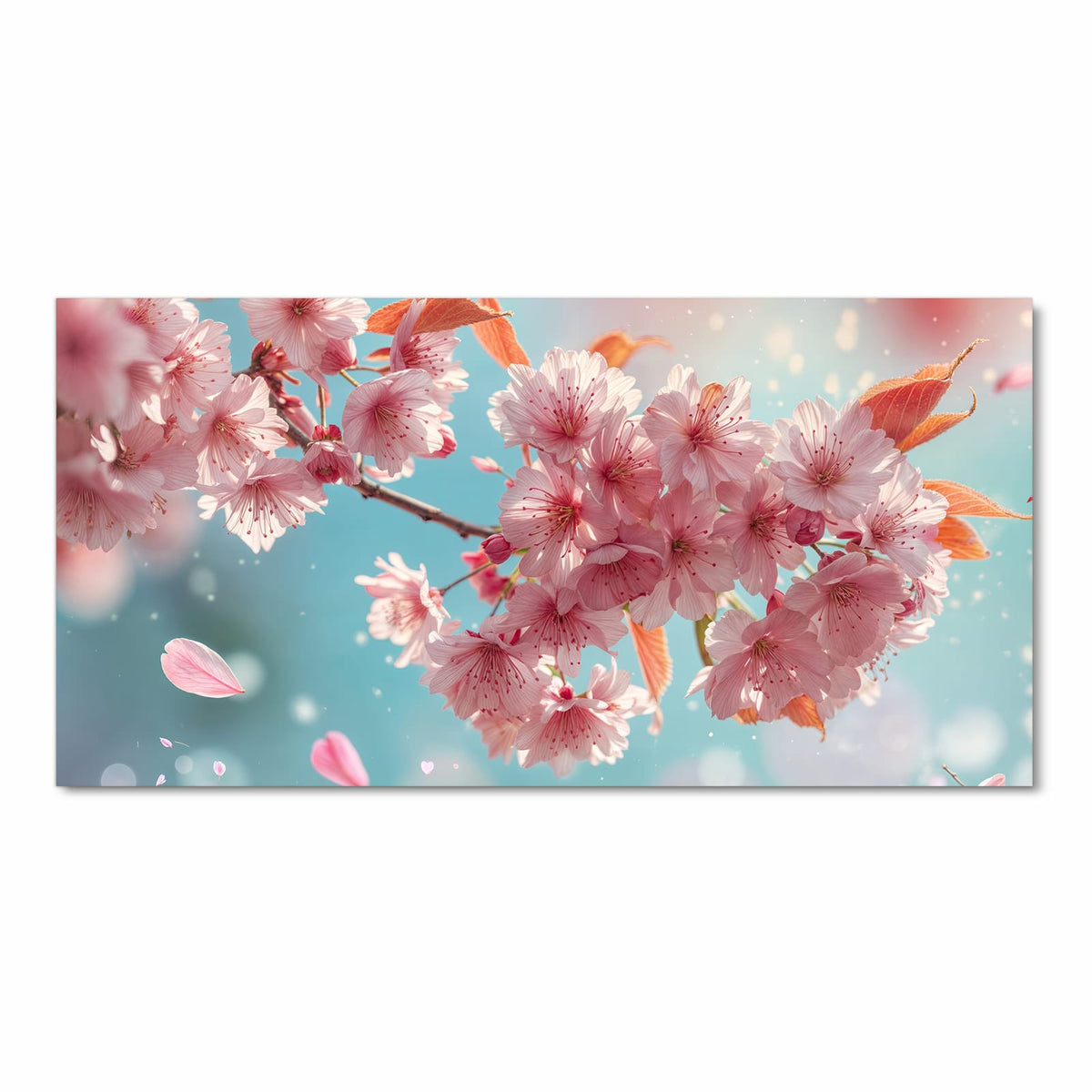 Küchenteppich mit Motiv Kirschblüte Himmel in Frontansicht für sicheres Aufbewahren