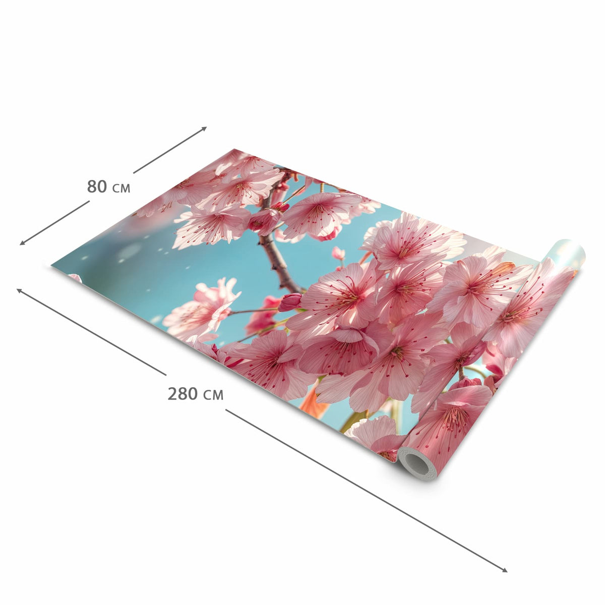 Bodenschonender Küchenteppich mit Motiv Kirschblüte Himmel in der Grösse 80x280 cm