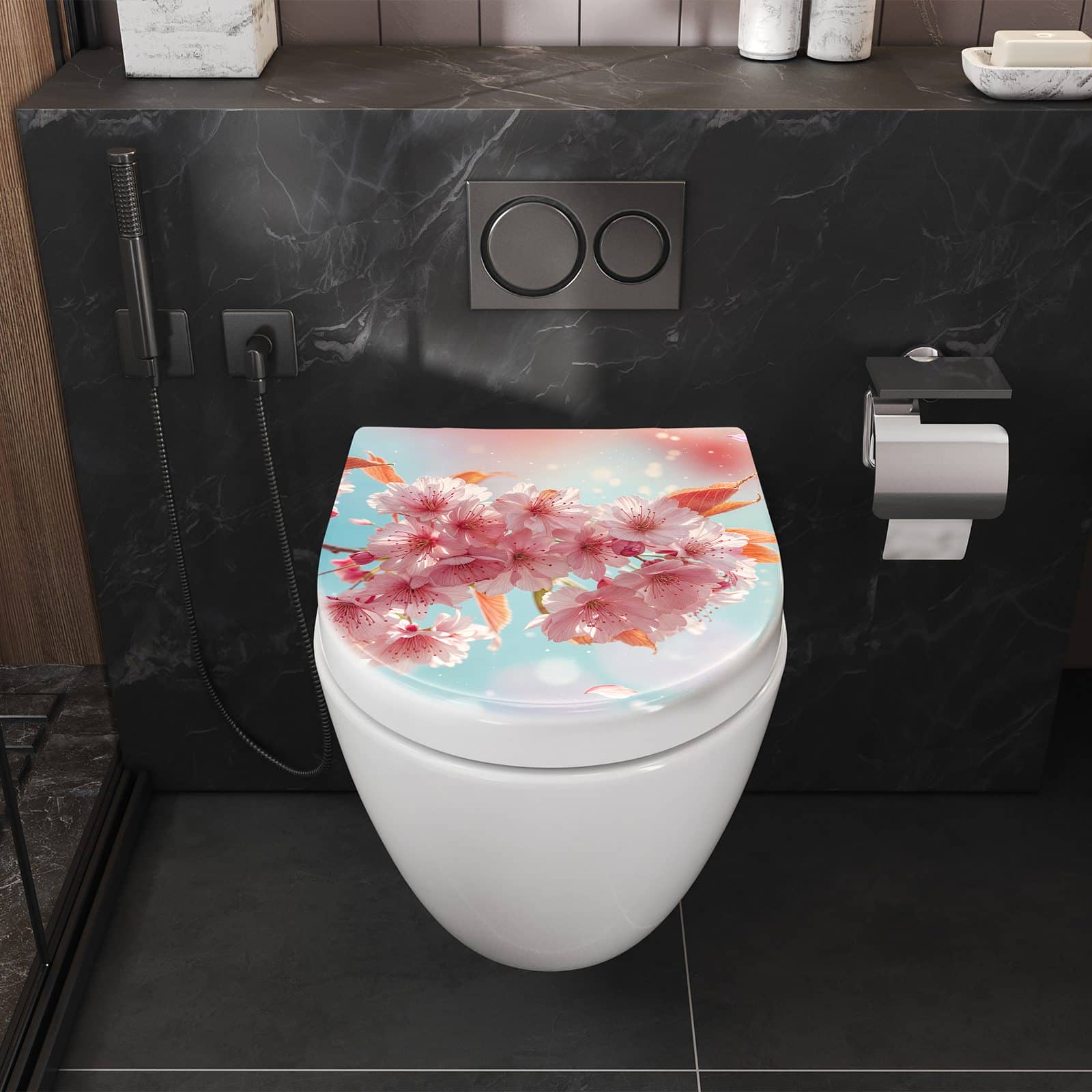 WC-Sitz mit Absenkautomatik Kirschblüte Himmel