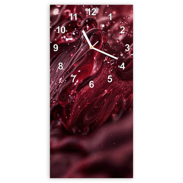 Wanduhr Wirbelnde Flüssigkeit aus Glas – Hochformat 30 × 60 cm mit Ziffernblatt Modern