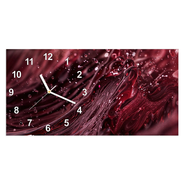 Wanduhr Wirbelnde Flüssigkeit aus Glas – Querformat 60 × 30 cm mit Ziffernblatt Modern