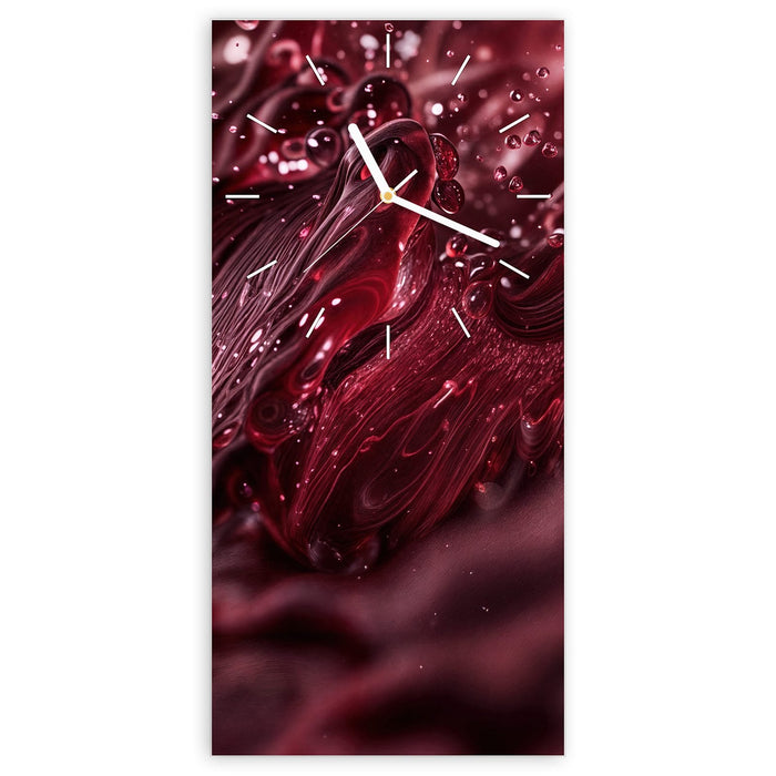 Wanduhr Wirbelnde Flüssigkeit aus Glas – Hochformat 30 × 60 cm mit Ziffernblatt Linie