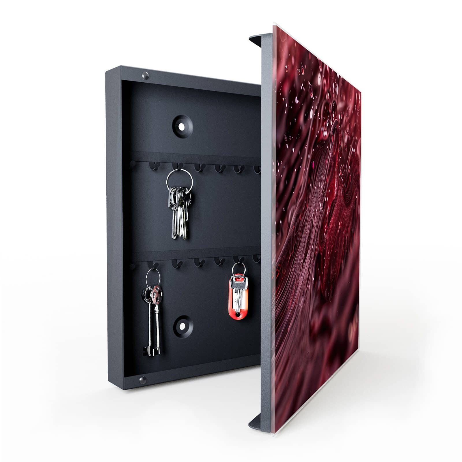 Leichtes Schlüsselboard mit Motiv Wirbelnde Flüssigkeit in geöffneter Innenansicht