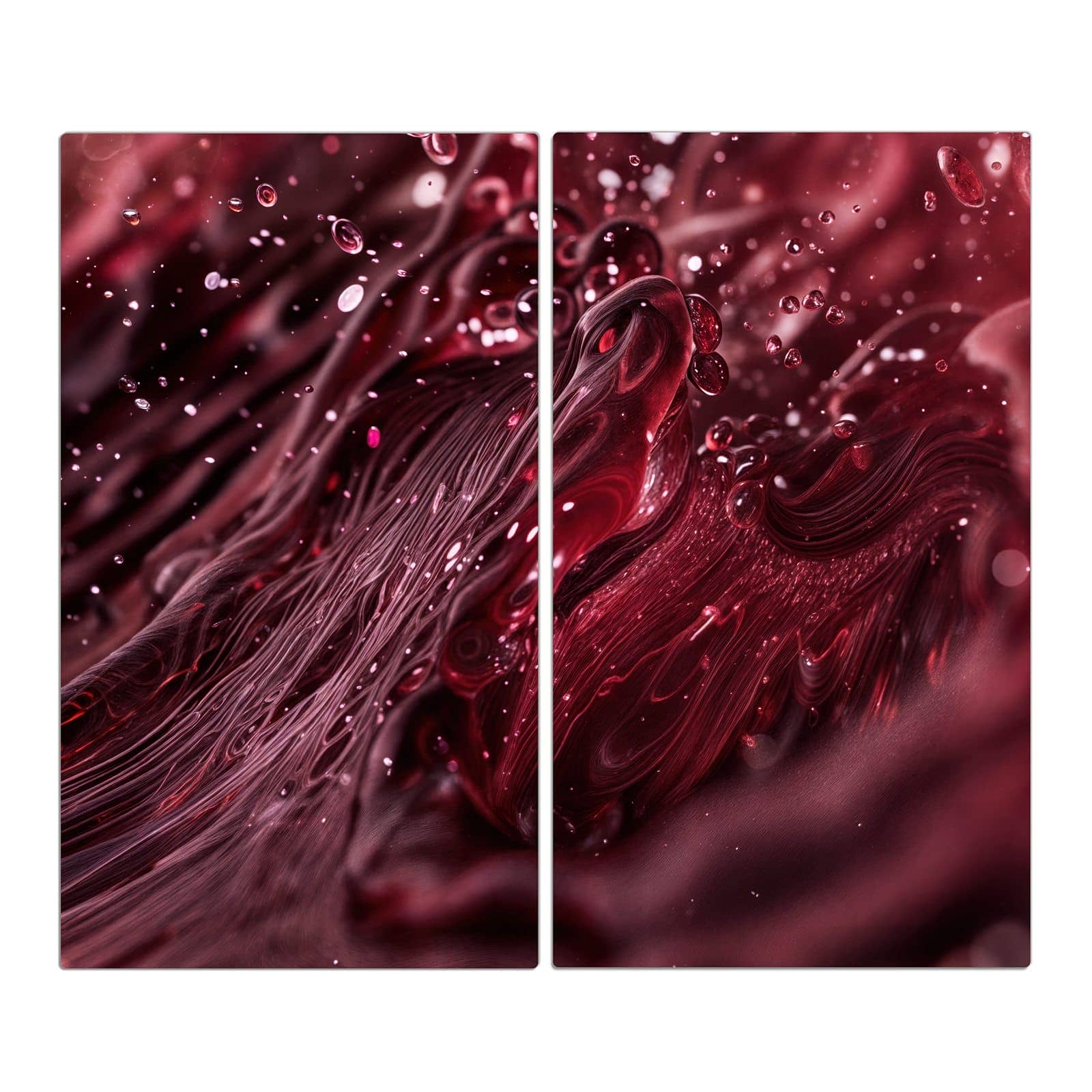 2-teilige Herdabdeckung mit Wirbelnde Flüssigkeit-Motiv in der Frontansicht #grösse_2-Teilig (60x52cm)