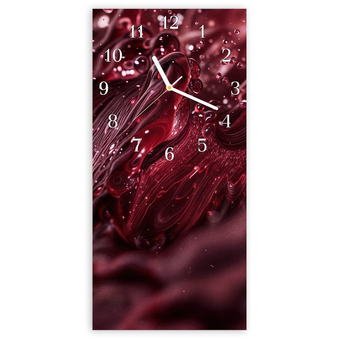 Wanduhr Wirbelnde Flüssigkeit aus Glas – Hochformat 30 × 60 cm mit Ziffernblatt Klassisch