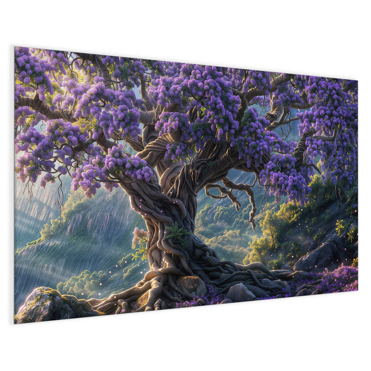 4 mm Glas statt lackiertem Blech – Magnettafel - Baum in Fliederblüte