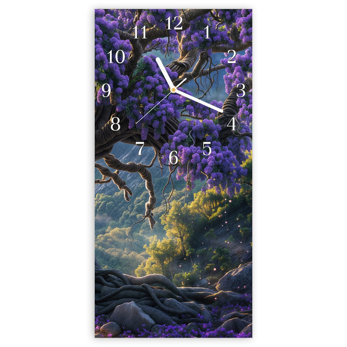 Wanduhr Magischer Baum aus Glas – Hochformat 30 × 60 cm mit Ziffernblatt Klassisch