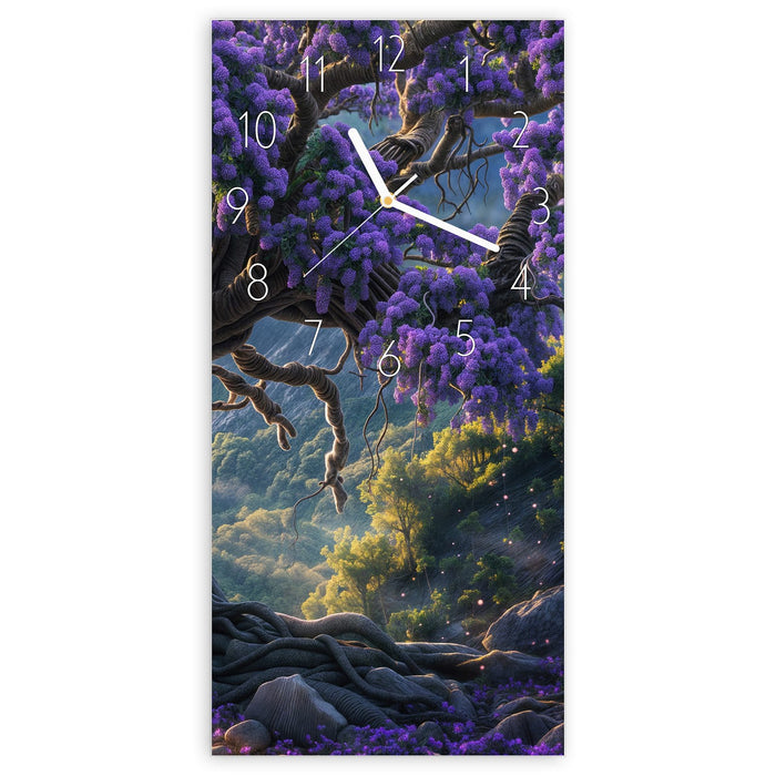 Wanduhr Magischer Baum aus Glas – Hochformat 30 × 60 cm mit Ziffernblatt Elegant