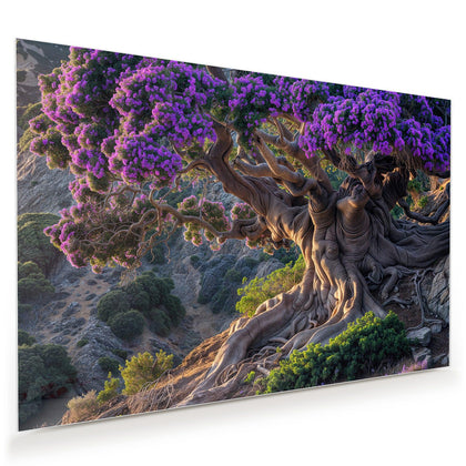 Wandbild mit dem Motiv Baum mit lila Blüten