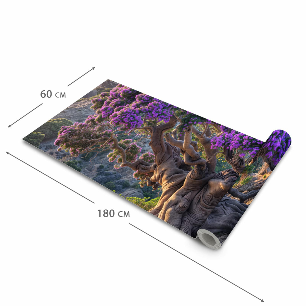 Strapazierfähiger waschbarer Teppich Esstisch mit Motiv Alter Weiser Baum in der Größe 80x250 cm