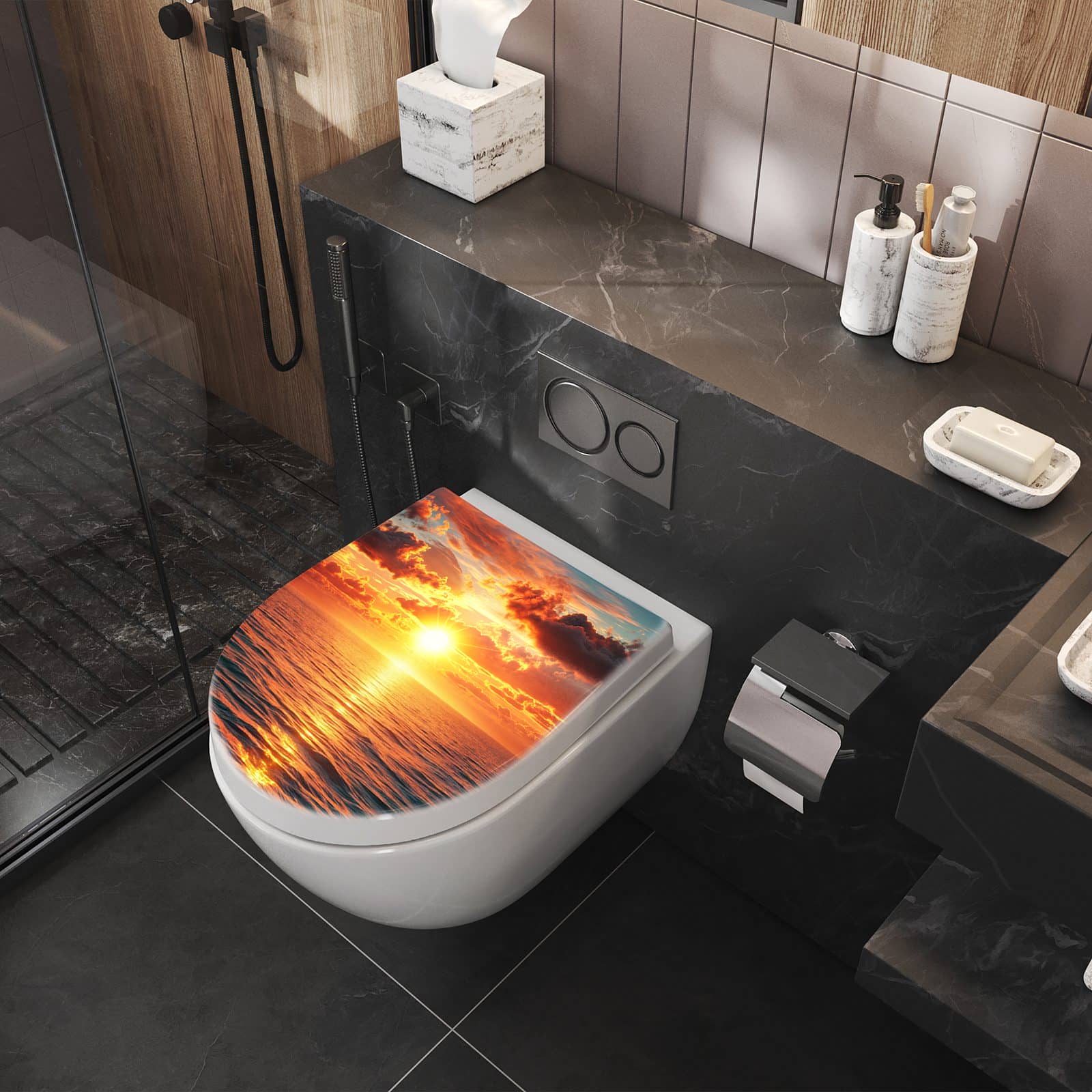 WC-Sitz mit Absenkautomatik Sonnenuntergang Meer