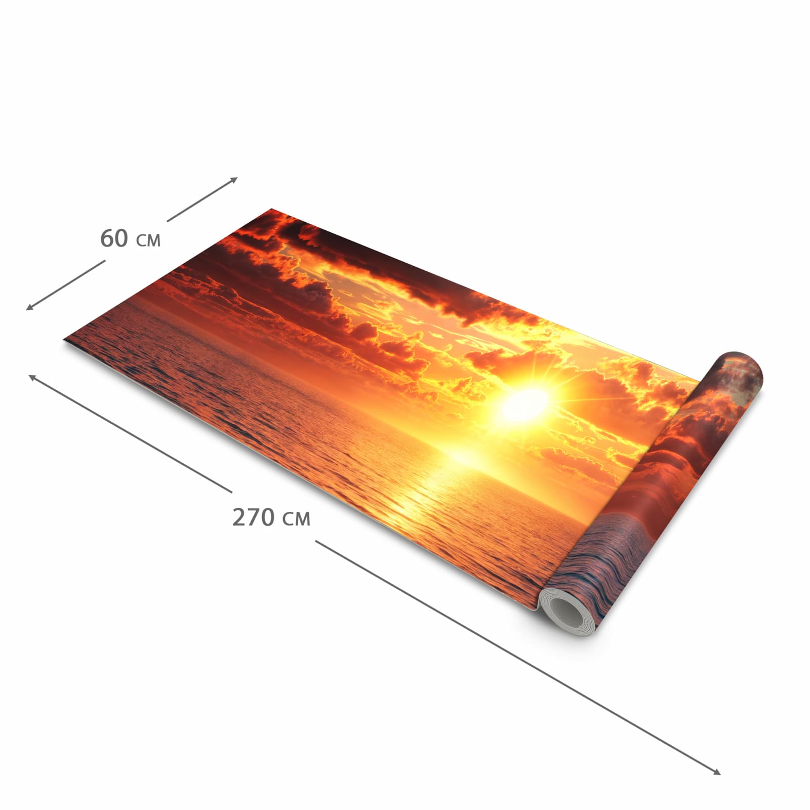 Bodenschonender moderner Küchenläufer mit Motiv Sonnenuntergang Meer in der Grösse 60x120 cm