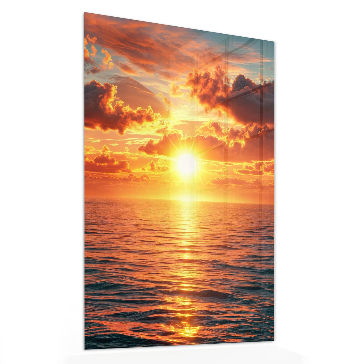 Glasbild Wolken im Abendrot von der Seite, 4 mm Echtglas