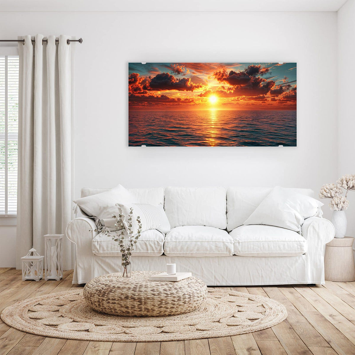 Aufhängung liegt bei – Motiv später wechselbar – Wandbild - Wolken im Abendrot - Querformat