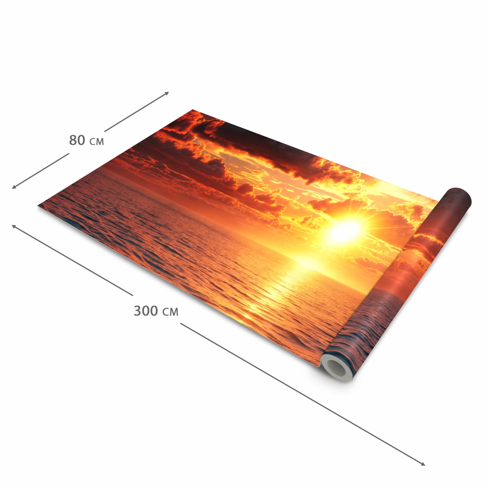 Abriebfester Küchenteppich mit Motiv Sonnenuntergang Meer in der Grösse 60x120 cm