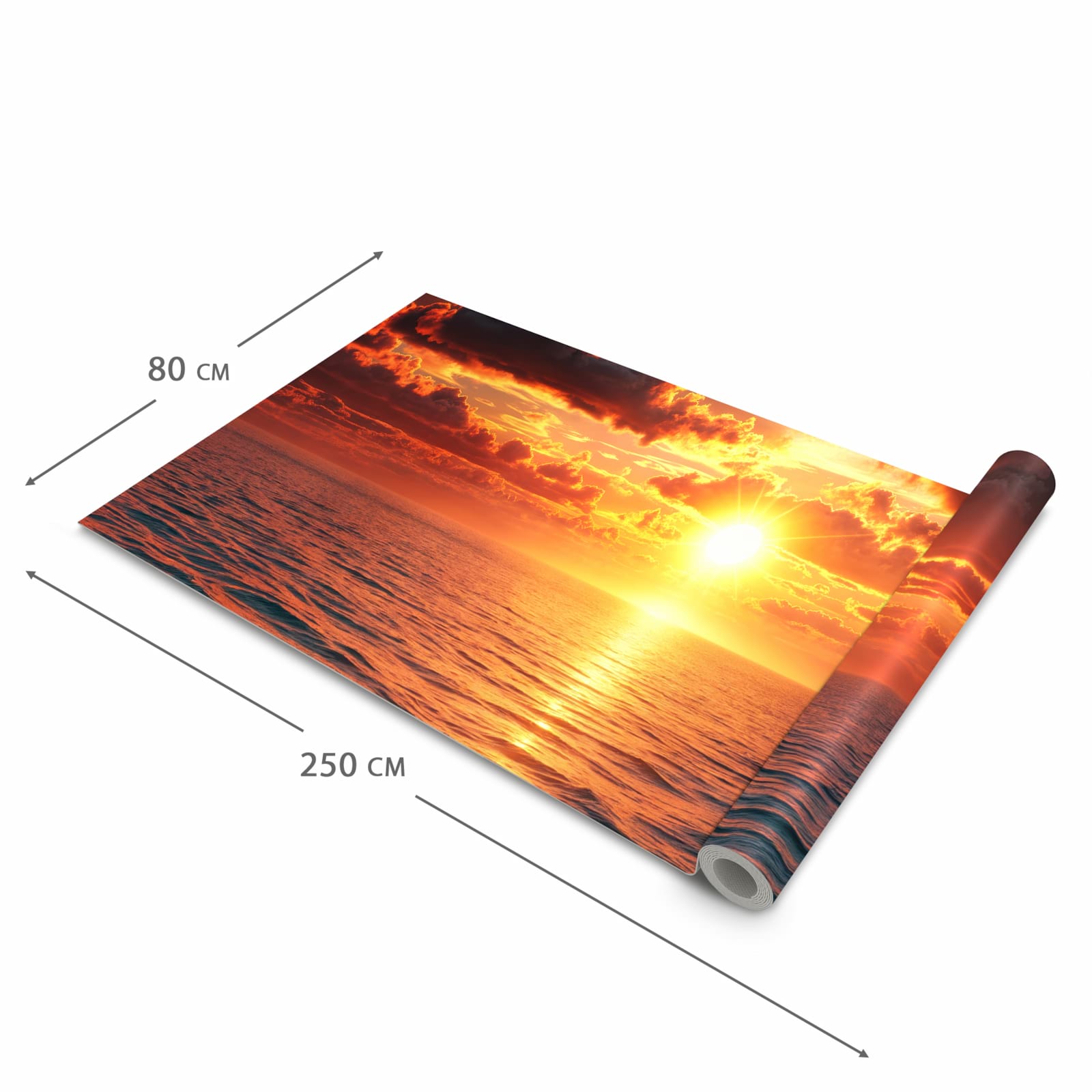 Zeitsparender Küchenteppich mit Motiv Sonnenuntergang Meer in der Grösse 60x120 cm