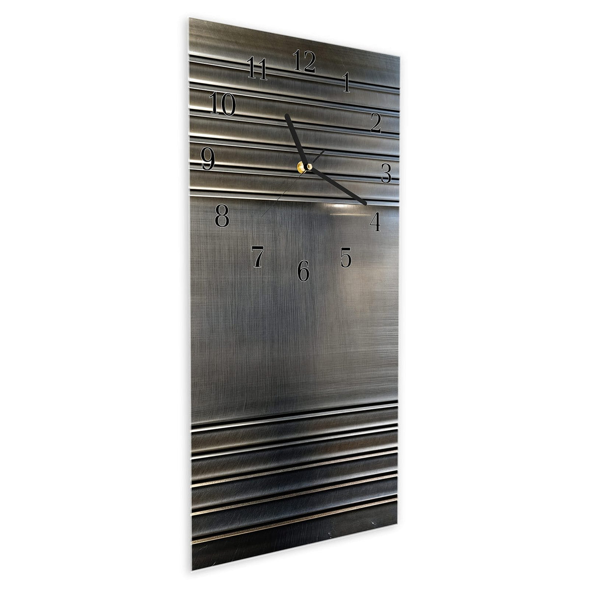 Vormontiert – mit Schwebeeffekt – Wanduhr Metallrahmen aus Glas – Hochformat 30 × 60 cm