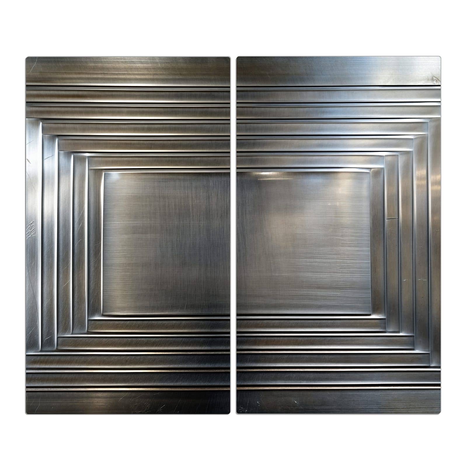 2-teilige Herdabdeckplatte aus Glas mit Metallrahmen-Motiv in der Frontansicht #grösse_2-Teilig (60x52cm)
