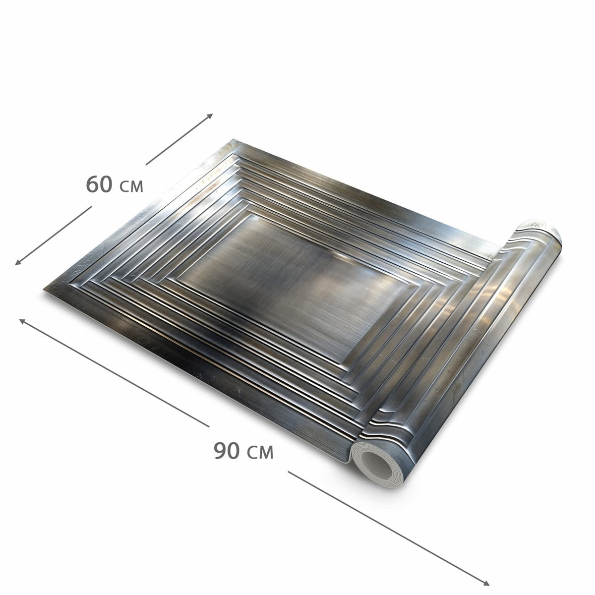 Geräuschdämpfender Küchenteppich mit Motiv Metallrahmen in der Grösse 60x300 cm
