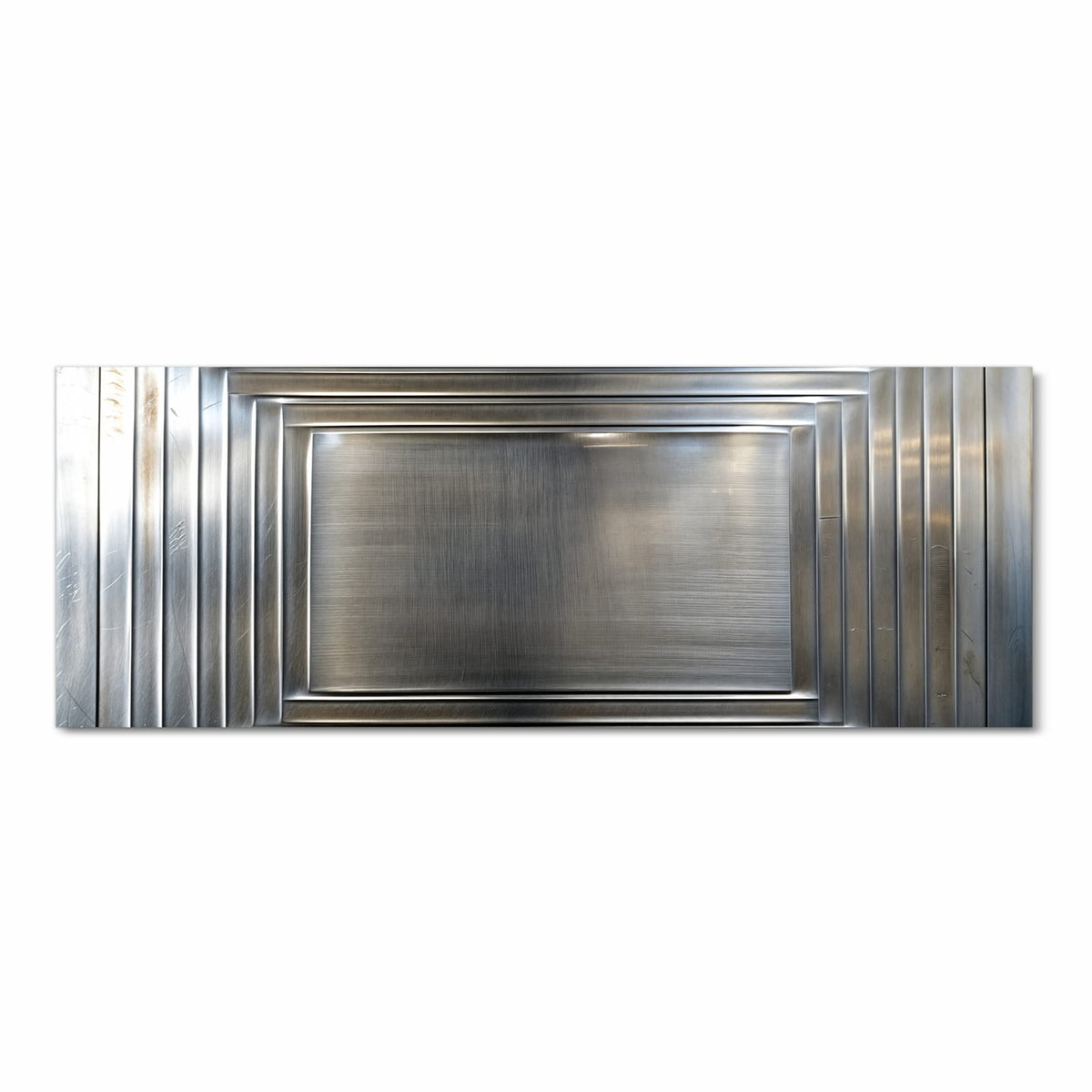 Feuchtigkeitsresistenter Küchenteppich mit Motiv Metallrahmen in Frontansicht