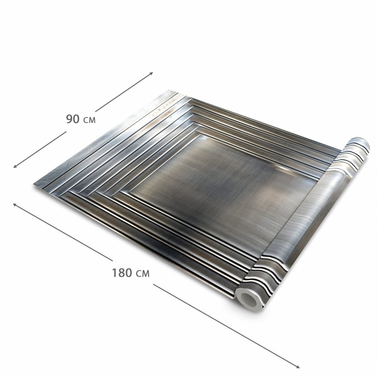 Fleckenresistenter waschbarer Küchenteppich mit Motiv Metallrahmen in der Grösse 60x300 cm