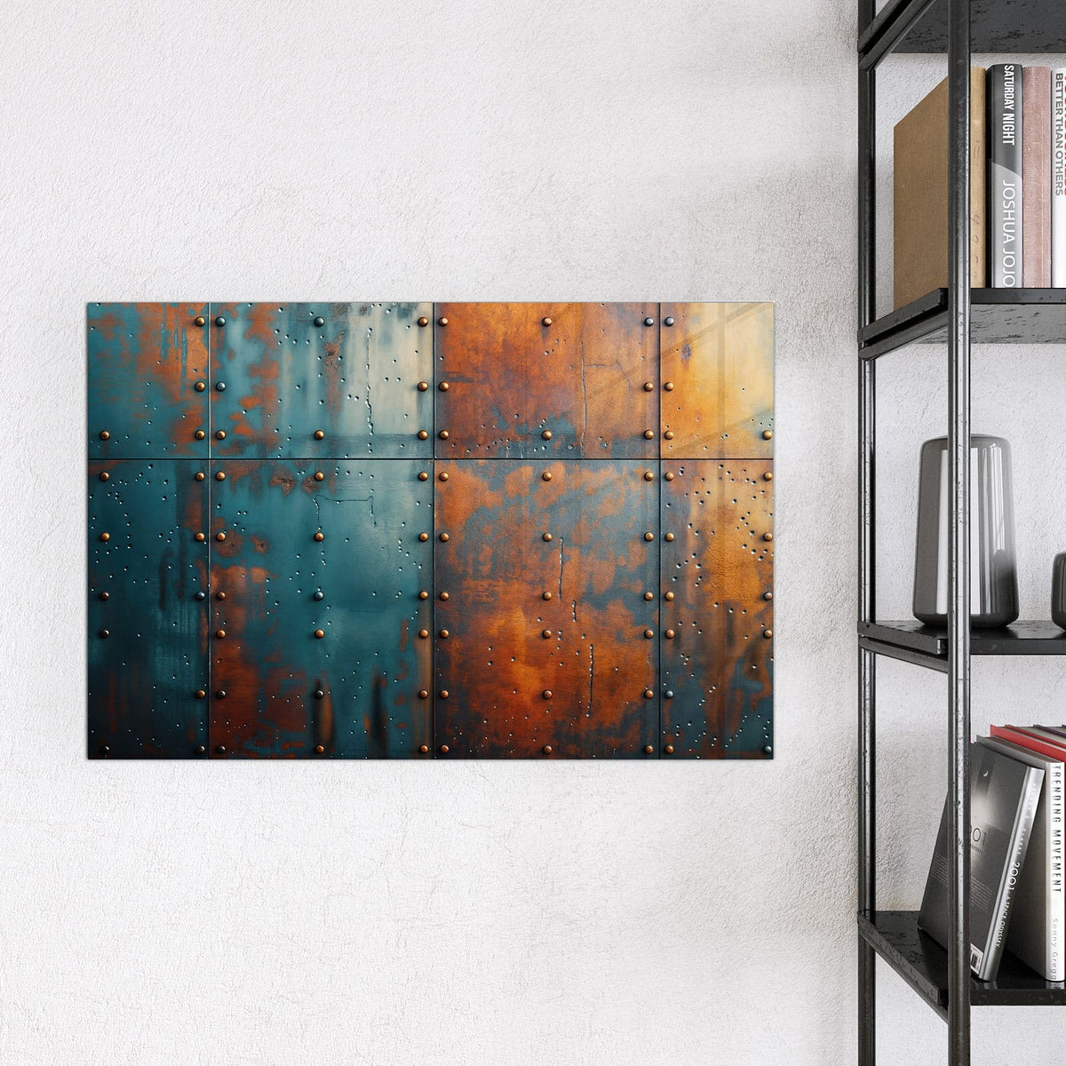 Magnettafel - Genietetes Blech – Genietete Metallplatten in Blau und Rost