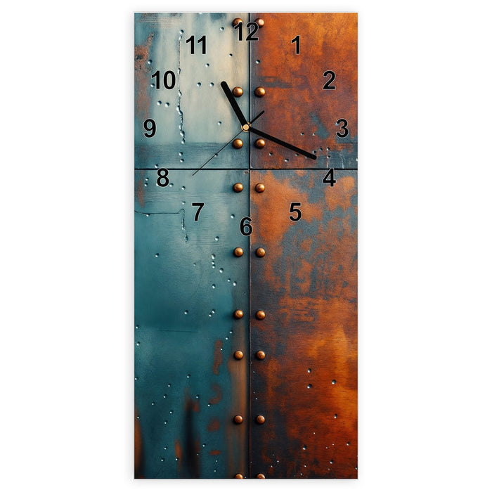 Wanduhr Industriedesign aus Glas – Hochformat 30 × 60 cm mit Ziffernblatt Modern