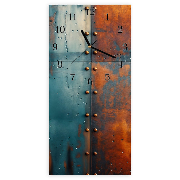 Wanduhr Industriedesign aus Glas – Hochformat 30 × 60 cm mit Ziffernblatt Klassisch