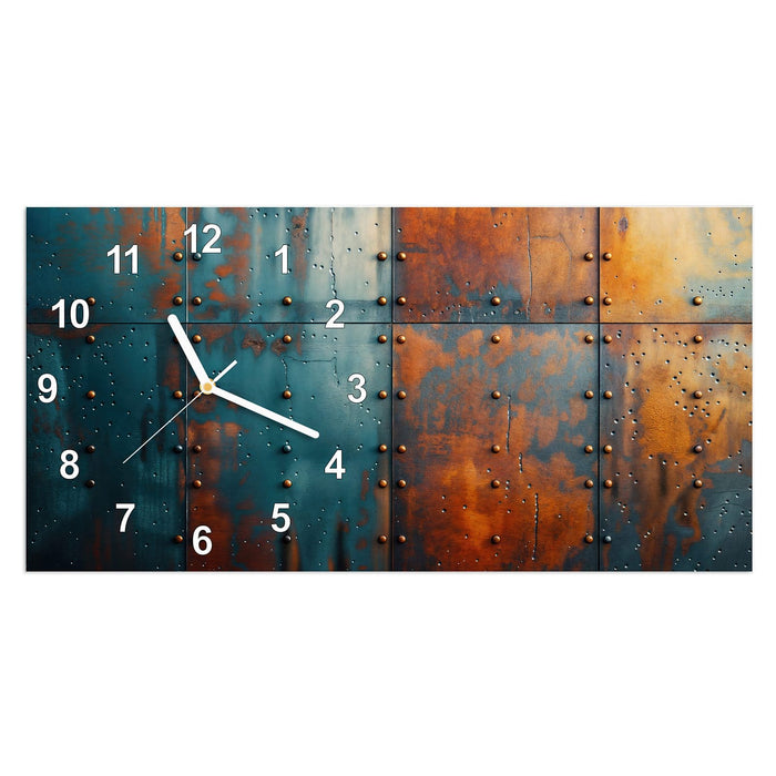 Wanduhr Industriedesign aus Glas – Querformat 60 × 30 cm mit Ziffernblatt Modern