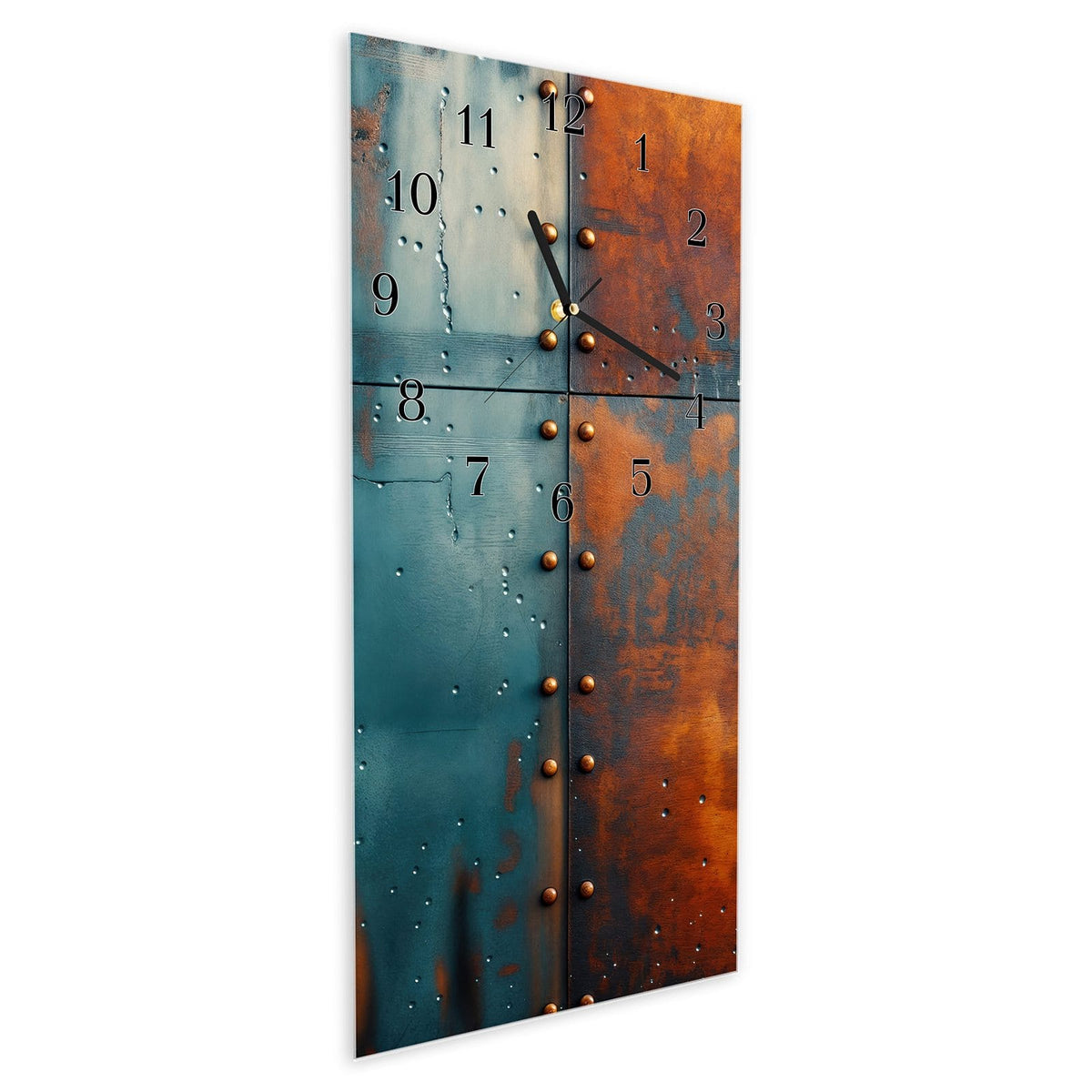 Vormontiert – mit Schwebeeffekt – Wanduhr Industriedesign aus Glas – Hochformat 30 × 60 cm