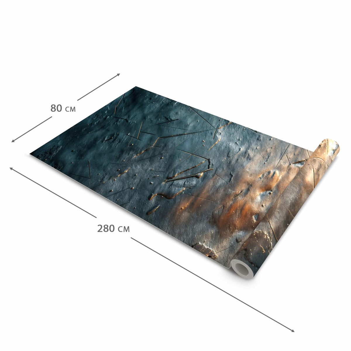 Formstabiler Küchenteppich mit Motiv Metallische Oberfläche in der Grösse 80x250 cm